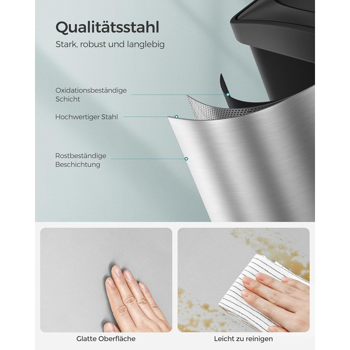 Відро для сміття кухонне, система розділення відходів 3 відділення, відро для сміття, металеве педальне відро на 45 л, 3 х 15 л, п