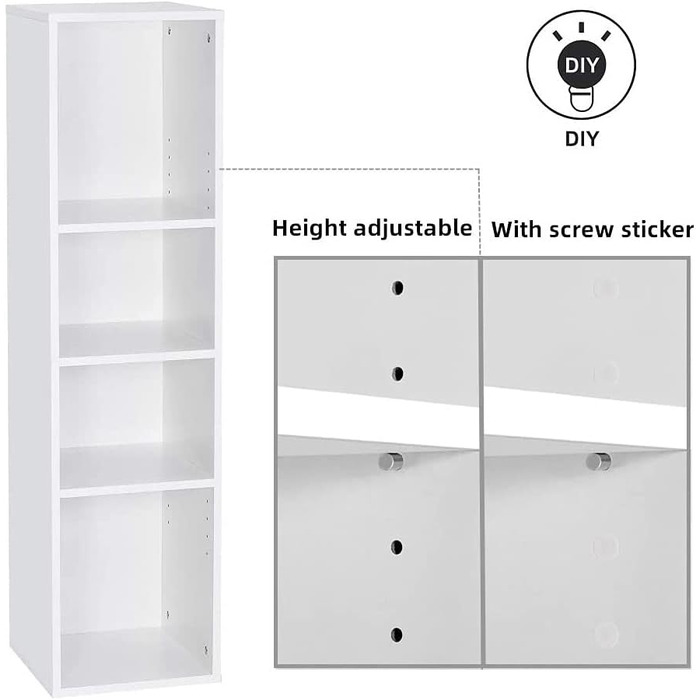 Книжкова полиця Mondeer, дерев&39яна полиця з 4 відділеннями, сучасний білий колір для вітальні, спальні, дитячої кімнати, 330,3x120 см