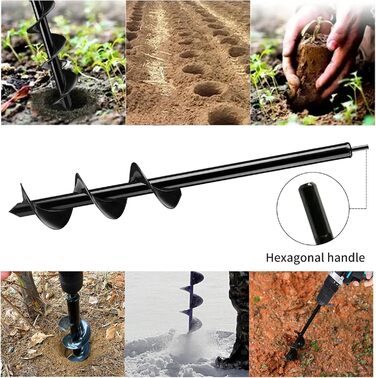 Акумуляторний бур для саду з рукавичками, спіральний бур для рослин та ґрунту для дриля/шуруповерта (10x60 см)