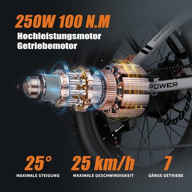 Складаний електровелосипед, електричний велосипед з акумулятором 48 В 16,5 Аг, 25 км/год, 7 швидкостей, запас ходу до 120 км, шини 204,0 дюйма, крутний момент 100 Нм для будь-якої місцевості, електровелосипед для чоловіків та жінок, Z20 Plus темно-сірий