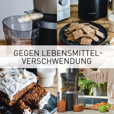 Повільна соковижималка Panasonic MJ-L700KXE, електричний прес для фруктів, вичавлювання соку з цілих фруктів і овочів, отвір 75 мм, тонкий дизайн, безпечний і практичний, чорний, матовий чорний одинарний