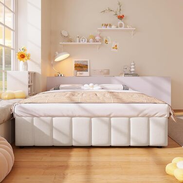 М&39яке ліжко 140x200, двоспальне ліжко з місцем для зберігання та рейковим каркасом, без узголів&39я, каркас ліжка з гідравлічною шухлядою для зберігання, гідравлічне ліжко, ліжка з місцем для зберігання, каркас ліжка, дитяче ліжко, лляне, без матраца, б