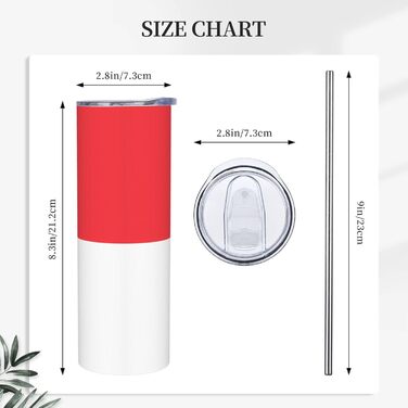 Кухоль з прямою трубочкою, принт індонезійського прапора, дорожній кухоль, підходить для кемпінгу, офісу та дому, 590 мл