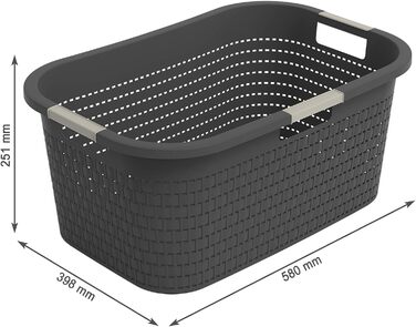 Кошик для білизни Rotho Country 40 л, пластик (PP) без вмісту BPA, антрацит, 40 л (58,0 x 38,9 x 25,1 см)