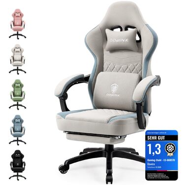 Офісне крісло Dowinx Gaming Chair Fabric з подушкою Pocket Spring, масажне ігрове крісло з підголівником, ергономічне гоночне ігрове крісло з підставкою для ніг (сіре) сірий стандарт