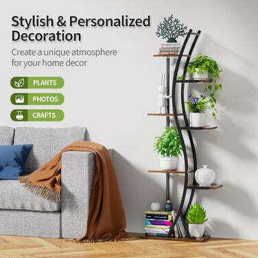 Підставка для квітів JUSTOGO з підсвічуванням для вирощування - 7-рівнева полиця для кімнатних рослин з дерева та металу, велика полиця для кімнатних рослин 160 см для вітальні, балкона, спальні