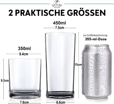 Пластикові стакани для пиття, що не б'ються, 8 шт. , прозорі, по 4 шт. и 340 мл і 473 мл, акрилові стакани для кухні - не б'ються,