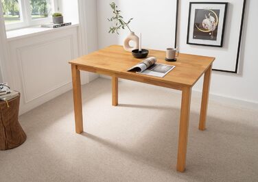 Обідній стіл Woodroom Kota 110x70 см Масив дерева гевеї, лакований, колір дуб Невеликий кухонний стіл, обідній стіл, компактний, стійкий та простий у догляді, дуб 110x70 см