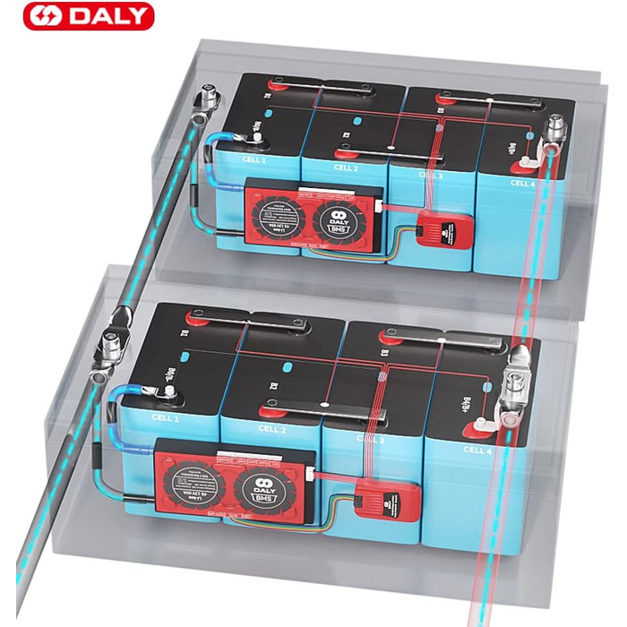 Паралельний модуль DALY BMS 1 A з вентилятором Smart BMS LiFePo4 8S 24 В 250 А та CAN-портом, Smart BMS Bluetooth ключ для літієвих акумуляторів 3,2 В, інвертор, ДБЖ та домашня система зберігання (Lifepo4 16S 48V CAN BT, 60AParallel Module1A)
