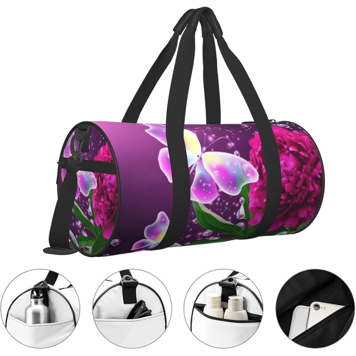 Універсальна дорожня сумка Метелики в квітах - спортивна сумка для чоловіків та жінок, ідеальна для подорожей та занять спортом