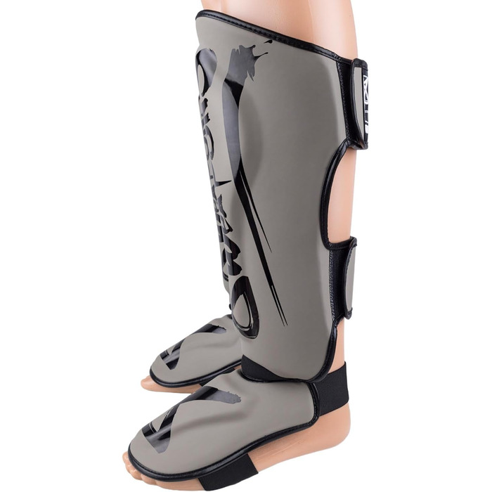 ЗБРОЇ Щитки для гомілок Unlimited 2.0, піщано-чорні, для тренувань та змагань, високоякісна синтетична шкіра та ідеальна амортизація, для муай-тай, K1, MMA, карате та кікбоксингу, 8