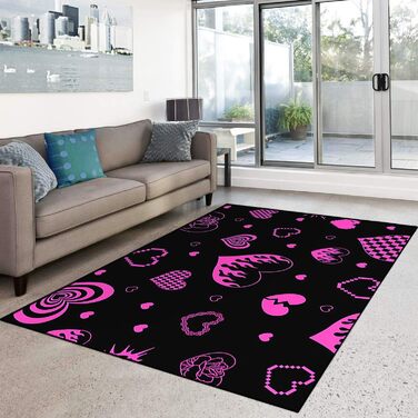 Килим HOSIMA з різноманітними фіолетовими сердечками, м&39який, нековзка основа, короткі килимки для дитячої кімнати, кухні, спальні, нековзний килимок для підлоги, короткий ворс, пухнастий килимок (150 * 200) Love 150*200