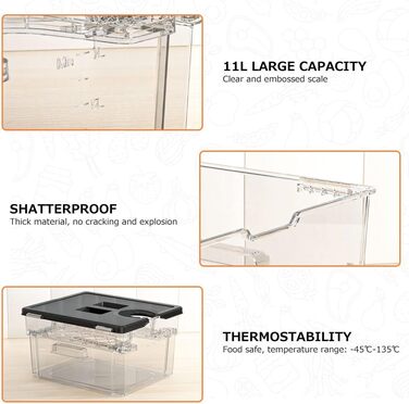 Контейнер Sous Vide з кришкою Контейнер Sous Vide зі стійкою 11 л для плити Sous Vide Stick кількох брендів підходить багатофункціональний дводверний прозорий полікарбонат без BPA