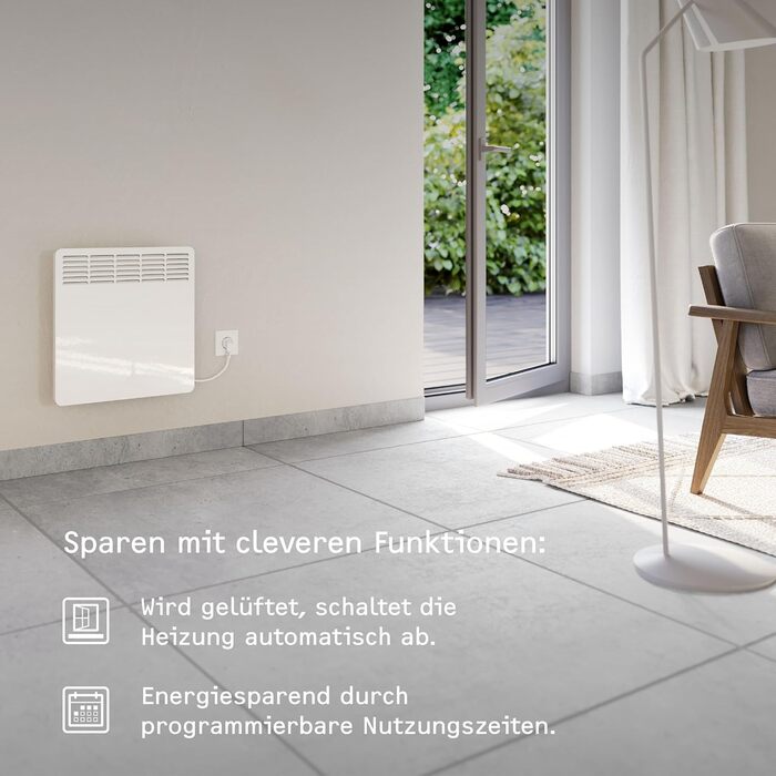 Настінний конвекторний обігрівач STIEBEL ELTRON CNS 200 TREND, 2 кВт для приблизно 25 м, РК-дисплей, тижневий таймер, енергозберігаючий електричний обігрівач, з вилкою, 236528 для приблизно 25 м, металевий корпус, без 120-хвилинного таймера