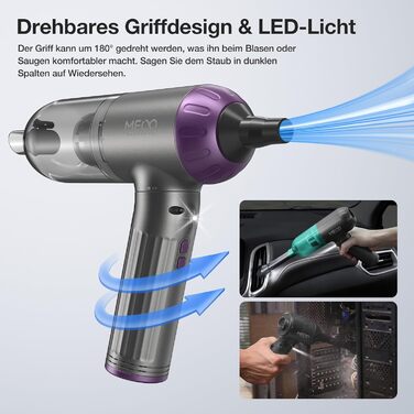 Автомобільний пилосос MECO ELEVERDE 4-в-1 Потужний, 18Kpa міні-ручний пилосос акумуляторний, 3-швидкісний портативний пилосос стис