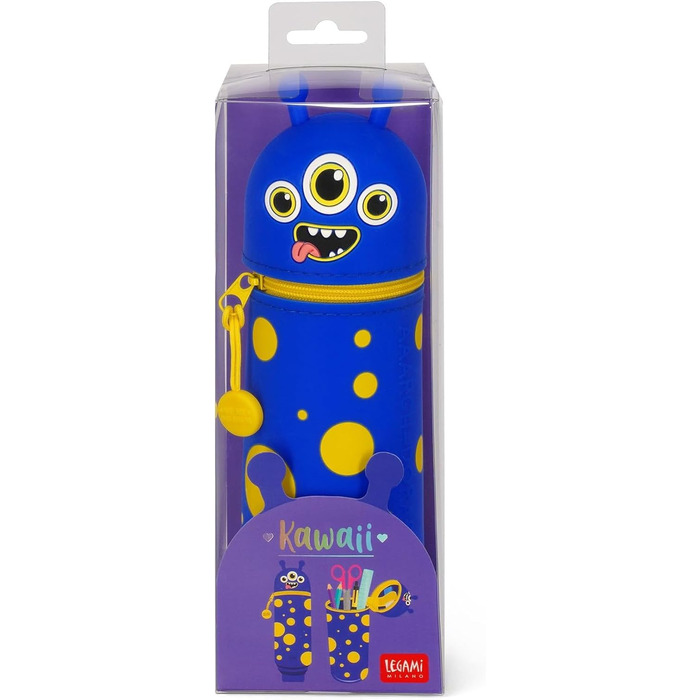 Набір LEGAMI із 7 гелевих ручок, що стираються, пенал 2-в-1 з термочутливим чорнилом, що стирається, різні кольори чорнил та дизайни корпусу, наконечник 0,7 мм (Monster)