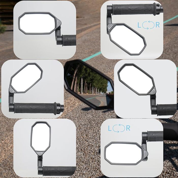 Велосипедні дзеркала BriskMore на торці керма, опукла скляна лінза високої чіткості для керма електровелосипеда, стійка до подряпин, безпечний задній вид, 1 пара велосипедних дзеркал BT-022 (праве та ліве) A срібна лінза 1 пара