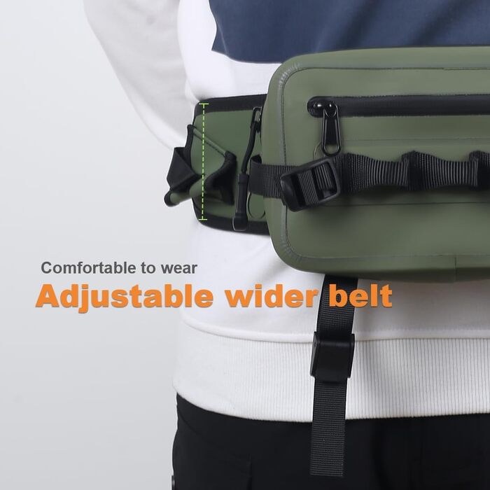 Рибальська сумка DONGKER, водонепроникна поясна сумка IPX7, рибальська сумка на задній частині з герметичною застібкою-блискавкою та регульованим плечовим ременем для зовнішньої риболовлі нахлистом, біг, спортивний зелений