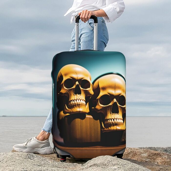 Чохол для валізи у формі черепа, міцний захист для багажу, підходить для валіз розміром 45,7 - 81,3 см, розмір XL, чорний, екстра-великий