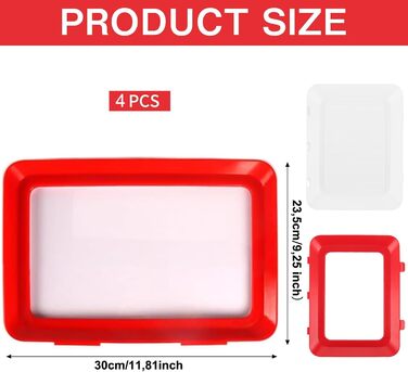 Елементний лоток для зберігання продуктів, лоток для свіжості із силіконовою кришкою, вакуумний лоток для зберігання свіжості з еластичною плівкою та пряжкою, лоток для делікатесів, тарілка для свіжості в холодильнику, 4-