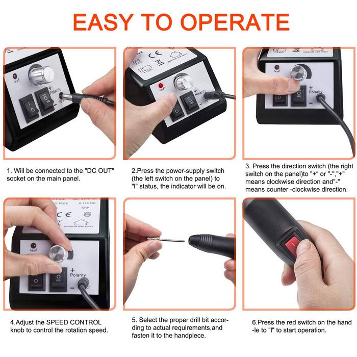 Електричний фрезер для нігтів AIBEAU (чорний)