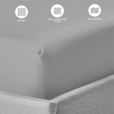 Простирадло Buymax 140x200 см бавовна 100 простирадло трикотаж, висота матраца до 25 см, колір Антрацитово-сірий KO-TEX Стандарт 1