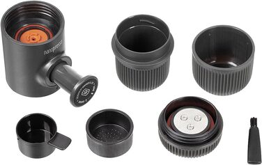 Портативна еспресо-машина WACACO Nanopresso, оновлена версія мініпресо, тиск 18 бар, туристична кавоварка без захисного чохла, з ручним керуванням, для кемпінгу на вулиці або в приміщенні, сірий