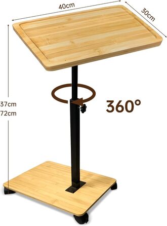 С-подібний журнальний столик, бамбук та метал, сучасний, регульований по висоті з колесами невеликий журнальний столик, тумбочка для ліжка, столик для дивана, тумбочка, туалетний столик для вітальні, спальні, ванної кімнати