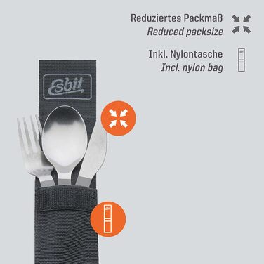 Титанові столові прибори Esbit, 3 предмети, надлегкі срібні