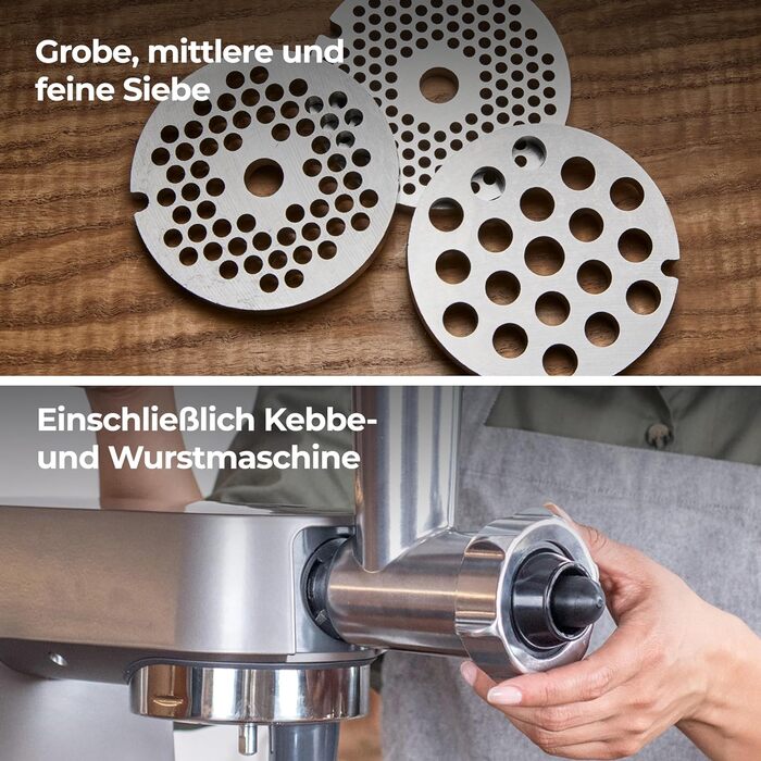 М'ясорубка Kenwood KAX950ME, аксесуар для кухонних комбайнів Kenwood, сріблястий