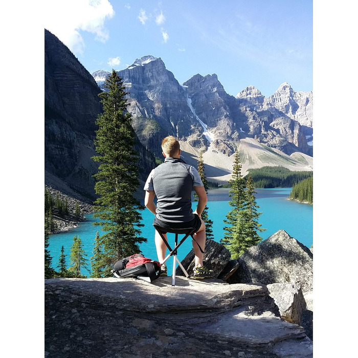 Табурет Walkstool - Базова модель - Складаний стілець на 3 ніжках з алюмінію - Складаний - 2 моделі на вибір з фіксованою висотою сидіння 50 та 60 см - Вантажопідйомність від 150 до 175 кг - Виготовлено у Швеції, Чорний, 60 см, Walkstool Basic