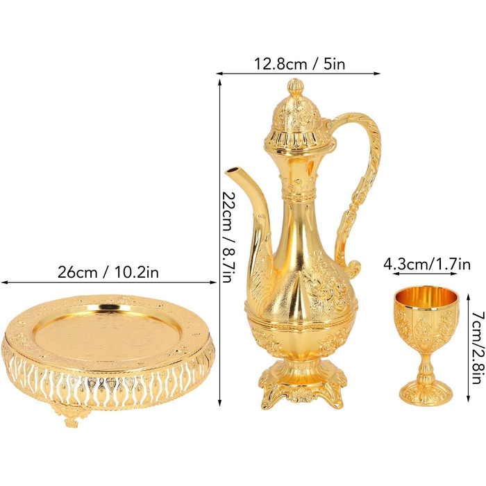 Арамокс Вінтажний чайний сервіз, сплав цинку, елегантний дизайн, ретро-набір для вина, для декору дому, святкових обідів та сімейних зустрічей