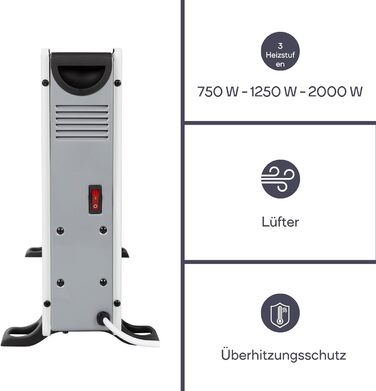 Розумний конвекторний обігрівач Perel потужністю 2000 Вт з 3 режимами нагріву, термостатом, IP20, захистом від перегріву, портативний з пультом дистанційного керування та застосунок Tuya, для приміщень об&39ємом до 60 м