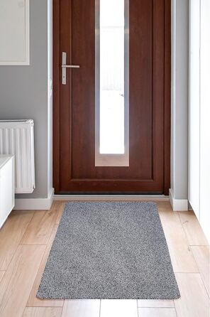 Килимок для дверей andiamo Amadis, килимок для очищення для внутрішніх та критих зовнішніх приміщень, можна прати, виготовлений з бавовни з нековзною підкладкою, 50 x 150 см, темно-сірий, сірий, 50 x 150 см (прямокутний), Amadis