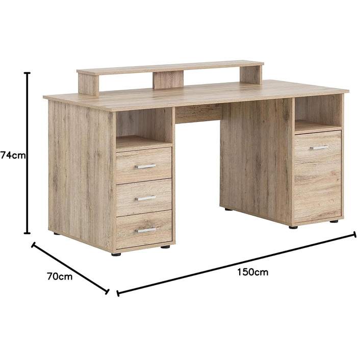 Письмовий стіл Schildmeyer Niels 701703, з полицею для 2 моніторів, декор дикого дуба