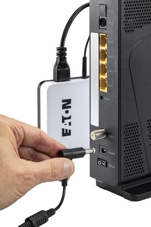 ДБЖ Eaton 3S Mini UPS 36 Вт 9/12/15/19 В постійного струму - ідеально підходить для захисту інтернет-маршрутизаторів (наприклад, FRITZ Box), IP-камери, домашні помічники та контролери розумного дому - White & Black Mini UPS / 36 Вт / 9-12-15-19 В постійно