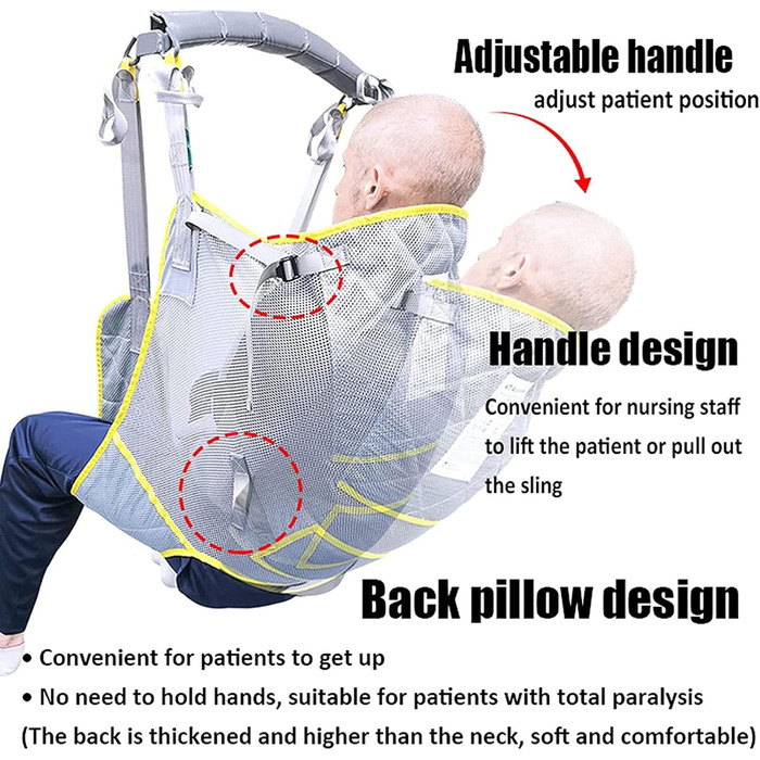 Ремінь для унітазу, підйомник для пацієнтів, баріатричний підйомник для людей похилого віку, слінг преміум слінг для використання з підйомниками для пацієнтів та підйомниками стелі, реабілітаційні посібники для людей похилого віку та па