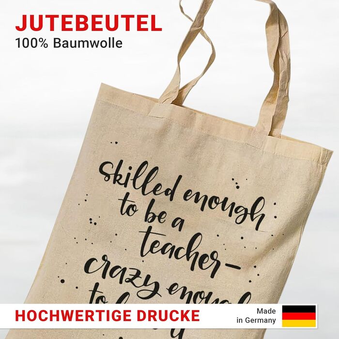 Джутова сумка набивна старовинна 100 бавовняна тканинна сумка набивна чудовий подарунок для вчителів, джутова сумка естетична як модний аксесуар з висловом (Достатньо кваліфікований, щоб бути вчителем) природа