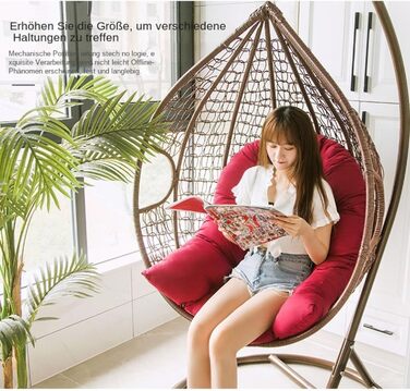 Подушка для крісла-яйце, кругла подушка для сидіння/спинки для підвісного крісла - 120*80 см, подушка для підвісного крісла, накладка для гамака-гойдалки з поліратангу/ратангу, для приміщень та вулиці, для вітальні, темно-сіра 120*80 см