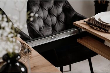 Обідній стіл Кухонний стіл Coburg 120 кольору Artisan Oak / Black, приблизно 120 x 76 x 70 см, розкладний до 160 см, 003410