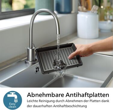 Бутербродниця Philips серії 5000, 750 Вт, паніні, вафлі, сендвіч-панелі, чорний/сріблястий (HD2350/80)