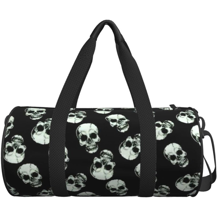 Дорожня сумка Happy Dolphin Runde великої місткості, легка та міцна, ідеальний подарунок для подорожей, відпустки, ділових поїздок та іншого, Чорний череп, універсальний розмір