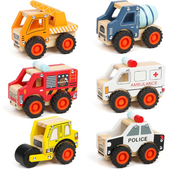 Дерев'яні машинки розвиваючі іграшки для дітей, 6 PCS