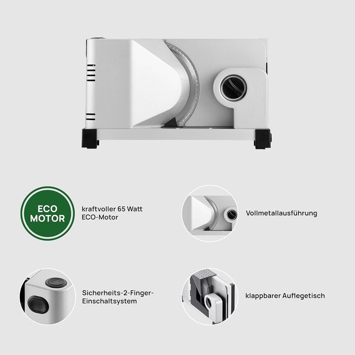 Електричний нарізувач їжі з ЕКО мотором, виробництво Німеччина, Silver Metallic Single, 7