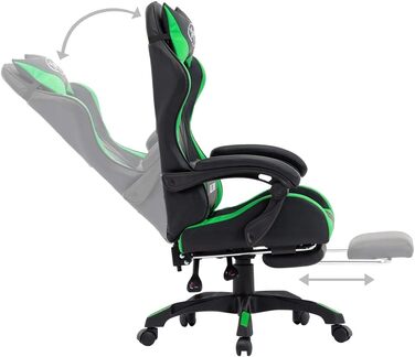 Геймерське крісло з підставкою для ніг, зелено-чорна штучна шкіра