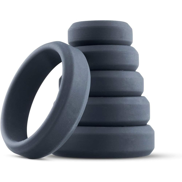 Набір ерекційних кілець Boners, 6 штук, силікон, для тривалої та твердої ерекції, сірий
