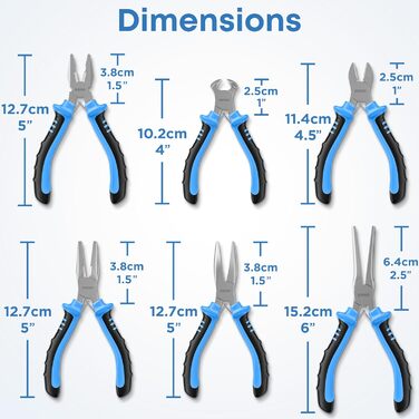 Набір міні-плоскогубців (6 шт.) плоскогубці, довгогубці, гострогубці, вигнуті плоскогубці, кусачки та бічні кусачки інструмент для електронного ремонту