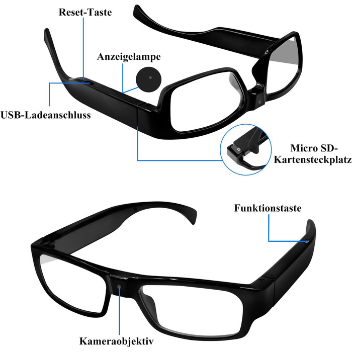 Окуляри LXMIMI Camera Glasses, окуляри Mini Camera 1080P Sports Glasses Camera, Mini Action Camera Підтримка зйомки фото/відео та циклічного запису для активного відпочинку на природі