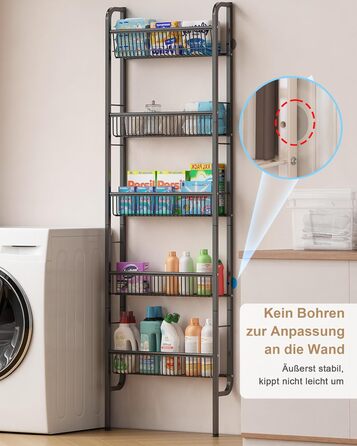 Рівнева вузька металева полиця для ванної кімнати, книжкова полиця, настінна полиця для кухні, полиця-драбина, багатофункціональна металева полиця для тісних приміщень, чорна, 5-