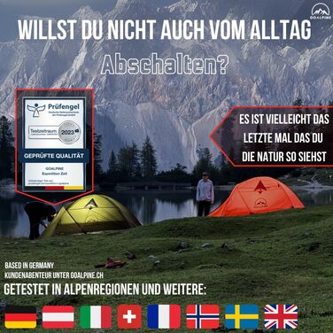Намети GOALPINE для 1 та 2 дорослих Водонепроникність 4000 мм Маленький розмір у упаковці Для піших прогулянок, альпінізму та велотуризму Ультралегкі 3-4 сезони Швидке встановлення 2P EXPEDITION I - Помаранчеві